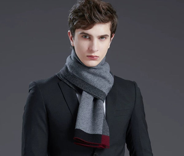 Casual Scarf Men, Men's Winter Scarf, Formal Men Scarf Styles, Modern Wool Scarf for Men, Men's Wool Scarf Winter, Business Wool Scarf for Gentleman-Silvia Home Craft
