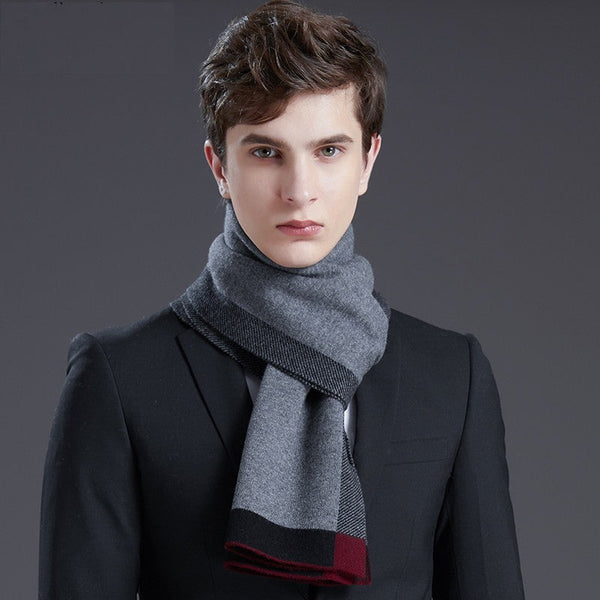 Casual Scarf Men, Men's Winter Scarf, Formal Men Scarf Styles, Modern Wool Scarf for Men, Men's Wool Scarf Winter, Business Wool Scarf for Gentleman-Silvia Home Craft