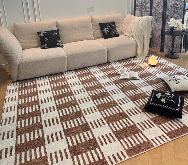 Modern Rugs under Dining Room Table, Mid Century Geometric Carpets, Abstract Modern Rugs for Living Room, Contemporary Modern Rugs Next to Bed-Silvia Home Craft