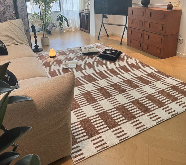 Modern Rugs under Dining Room Table, Mid Century Geometric Carpets, Abstract Modern Rugs for Living Room, Contemporary Modern Rugs Next to Bed-Silvia Home Craft