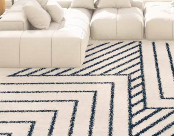 Thick Round Rugs for Dining Room, Abstract Contemporary Round Rugs for Bedroom, Geometric Modern Rug Ideas for Living Room-Silvia Home Craft