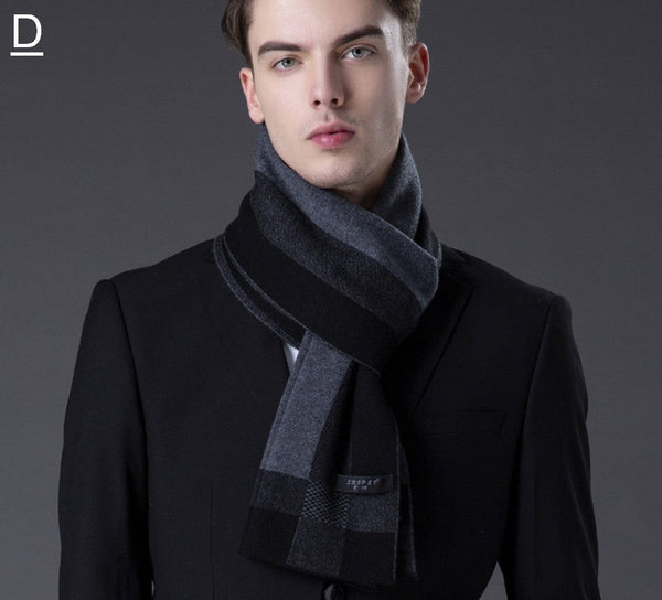 Men's Wool Scarf Winter, Wool Scarf for Gentleman, Thick Wool Scarf, Men's Winter Scarf, Fashion Scarf, Formal Men Scarf Styles, Business Casual Scarf Men-Silvia Home Craft
