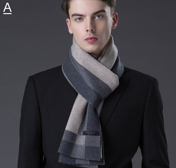 Men's Wool Scarf Winter, Wool Scarf for Gentleman, Thick Wool Scarf, Men's Winter Scarf, Fashion Scarf, Formal Men Scarf Styles, Business Casual Scarf Men-Silvia Home Craft