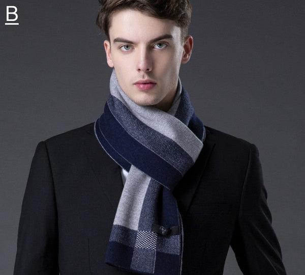 Wool Scarf for Gentleman, Thick Wool Scarf, Men's Winter Scarf, Men's Wool Scarf Winter, Fashion Scarf, Formal Men Scarf Styles, Business Casual Scarf Men-Silvia Home Craft