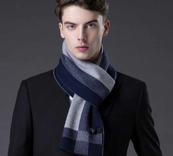 Men's Wool Scarf Winter, Wool Scarf for Gentleman, Thick Wool Scarf, Men's Winter Scarf, Fashion Scarf, Formal Men Scarf Styles, Business Casual Scarf Men-Silvia Home Craft