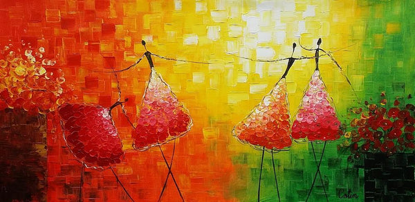 Simple Modern Painting, Paintings for Bedroom, Acrylic Art on Canvas, Abstract Ballet Dancer Painting, Original Wall Art, Acrylic Painting for Sale-Silvia Home Craft