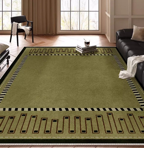 Large Modern Rugs in Living Room, Green Contemporary Rugs for Bedroom, Mid Century Modern Rugs under Sofa, Dining Room Floor Carpets-Silvia Home Craft