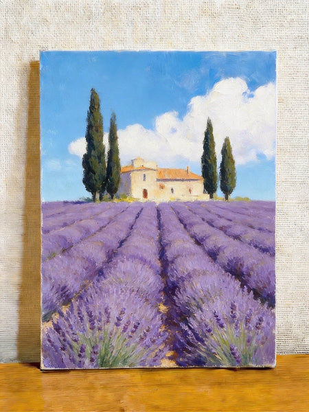 Hand Painted Canvas Art, Lavender Fields of Provence, Original Landscape Paintings, Small Canvas Wall Art Paintings, Buy Original Oil Paintings Online-Silvia Home Craft