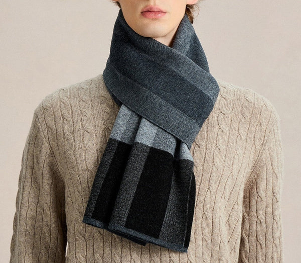 Soft Wool Scarf for Men, Men's Winter Scarf, Business Formal Men Scarf Styles, Wool Scarf for Gentleman, Casual Fashion Scarf for Men, Men's Wool Scarf Winter-Silvia Home Craft