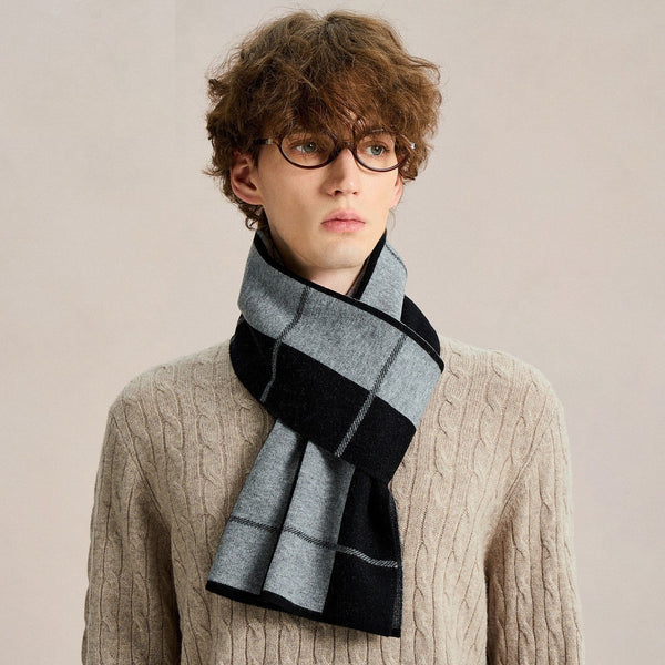 Casual Fashion Scarf for Men, Men's Wool Scarf Winter, Soft Wool Scarf for Men, Men's Winter Scarf, Business Formal Men Scarf Styles, Wool Scarf for Gentleman-Silvia Home Craft