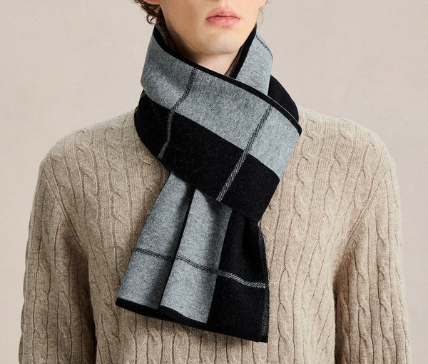 Casual Fashion Scarf for Men, Men's Wool Scarf Winter, Soft Wool Scarf for Men, Men's Winter Scarf, Business Formal Men Scarf Styles, Wool Scarf for Gentleman-Silvia Home Craft