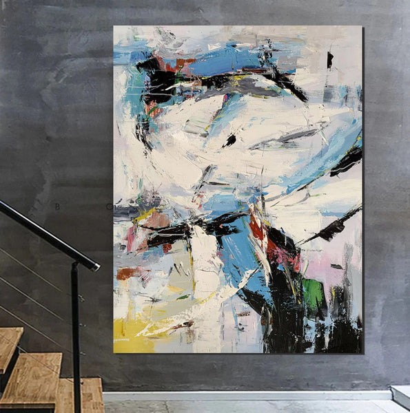 Bedroom Modern Wall Art Paintings, Palette Knife Paintings, Acrylic Paintings on Canvas, Large Paintings Behind Sofa, Abstract Painting for Living Room-Silvia Home Craft