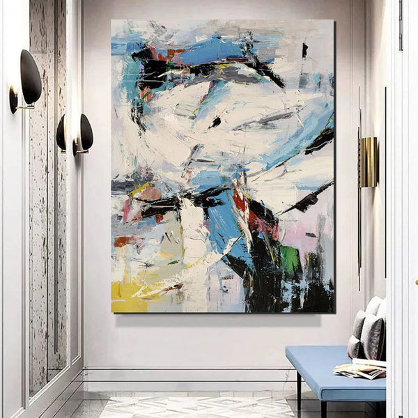 Bedroom Modern Wall Art Paintings, Palette Knife Paintings, Acrylic Paintings on Canvas, Large Paintings Behind Sofa, Abstract Painting for Living Room-Silvia Home Craft