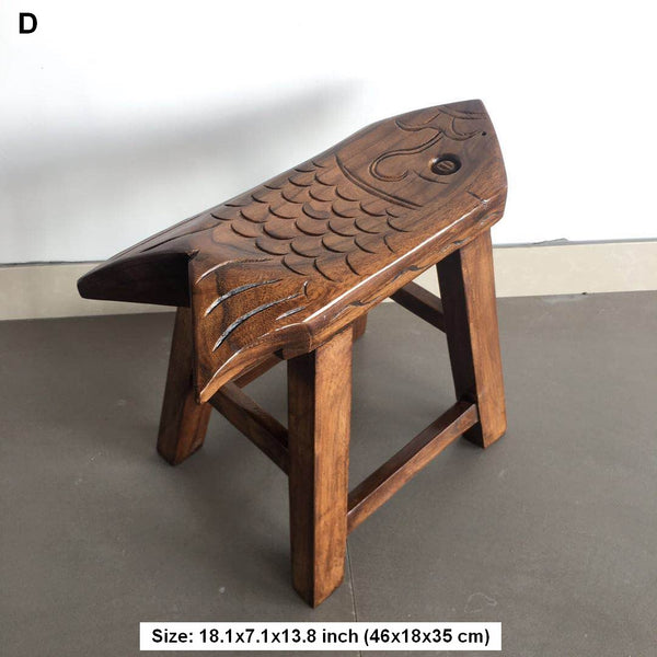 Handmade Solid Wood low Stool, Creative Shoe-changing Stool, Vintage Old Elm Wood Stool, Children's Wooden Stool, Sofa Stool, Dining Table Stool-Silvia Home Craft