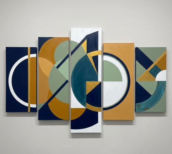 Colorful Abstract Paintings, Hand Painted Acrylic Art, Contemporary Canvas Paintings, Geometric Modern Art-Silvia Home Craft