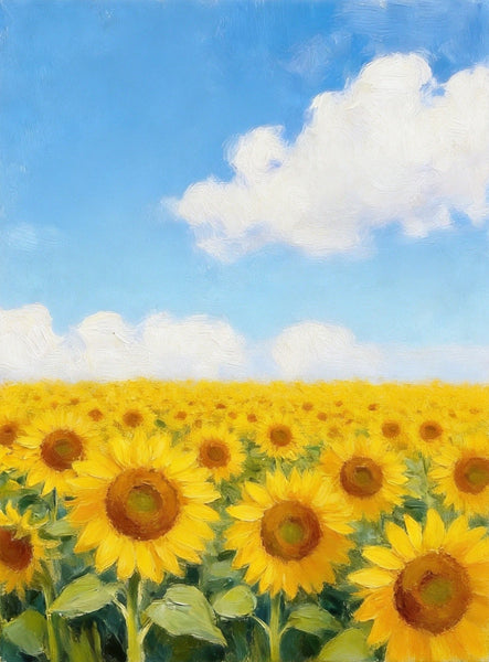 Small Canvas Wall Art Paintings, Original Landscape Paintings, Sunflower Field Painting, Buy Original Art Online, Hand Painted Canvas Artwork-Silvia Home Craft