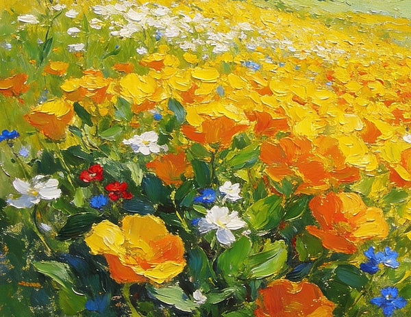 Small Paintings on Canvas, Spring Blooms in the Valley, Heavy Texture Paintings, Hand Painted Canvas Art, Original Small Landscape Paintings, Small Oil Paintings on Canvas-Silvia Home Craft