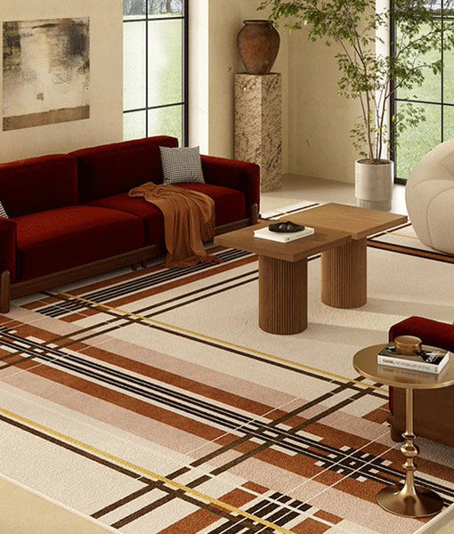 Contemporary Modern Rugs, Modern Rugs for Dining Room, Geometric Contemporary Rugs Next to Bed, Mid Century Area Rugs for Living Room-Silvia Home Craft