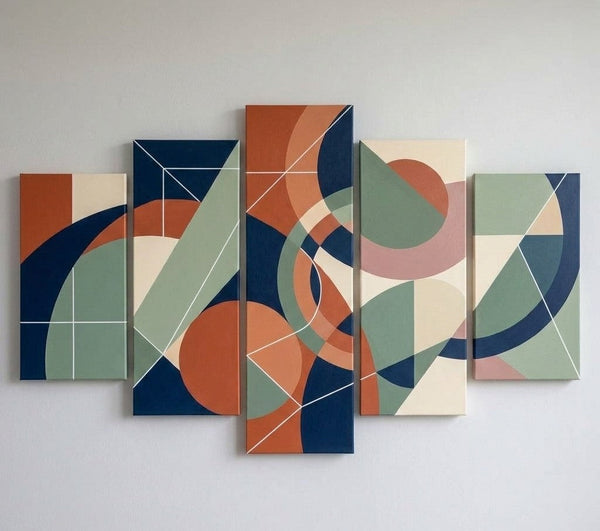 Hand Painted Acrylic Art, Contemporary Canvas Paintings, Colorful Abstract Paintings, Geometric Modern Art-Silvia Home Craft