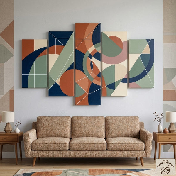 Hand Painted Acrylic Art, Contemporary Canvas Paintings, Colorful Abstract Paintings, Geometric Modern Art-Silvia Home Craft