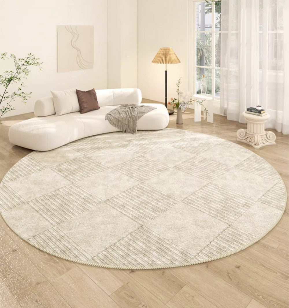 Living Room Contemporary Modern Rugs, Geometric Circular Rugs for Dining Room, Modern Rugs under Coffee Table, Abstract Modern Round Rugs for Bedroom-Silvia Home Craft