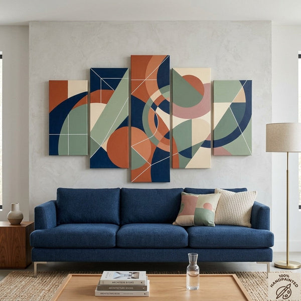 Hand Painted Acrylic Art, Contemporary Canvas Paintings, Colorful Abstract Paintings, Geometric Modern Art-Silvia Home Craft