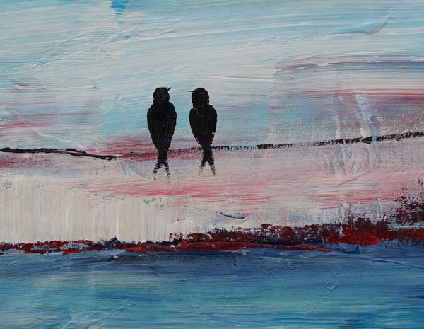 Love Birds Art, Acrylic Painting, Bedroom Decor, Original Painting, Painting Abstract, Large Wall Decor, Modern Painting, Canvas Painting-Silvia Home Craft