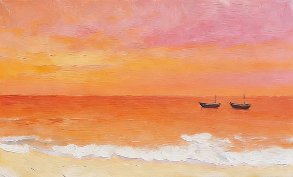 Original Seascape Paintings, Sunset Sails on the Sea, Small Canvas Wall Art Paintings, Hand Painted Canvas Art, Ready to Hang Small Paintings-Silvia Home Craft