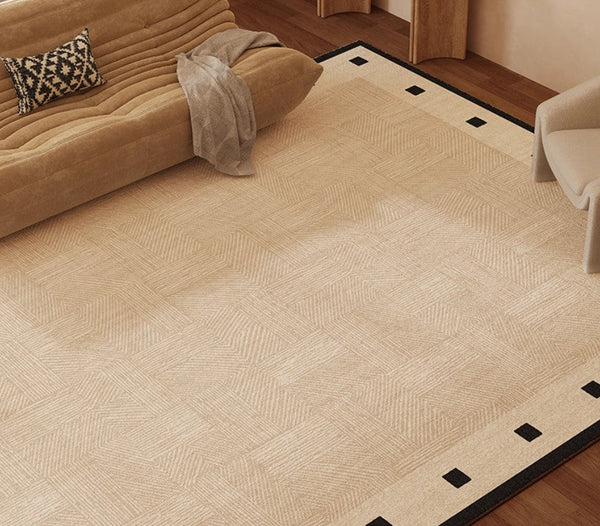 Mid Century Modern Rugs Next to Bed, Modern Rugs for Dining Room, Contemporary Rugs for Bedroom, Cream Modern Carpets for Living Room-Silvia Home Craft