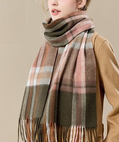 Warm Winter Scarf, Cold Weather Scarf, Soft Cashmere Scarf for Women, Checked Scarf Winter Wool Scarf, Elegant Wool Scarves, Holiday Scarf, Fashion Scarf, Christmas Gifts for Her-Silvia Home Craft