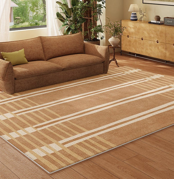 Geometric Modern Rugs for Dining Room, Large Modern Rugs for Living Room, Bedroom Modern Rugs, Cream Color Contemporary Modern Rugs-Silvia Home Craft