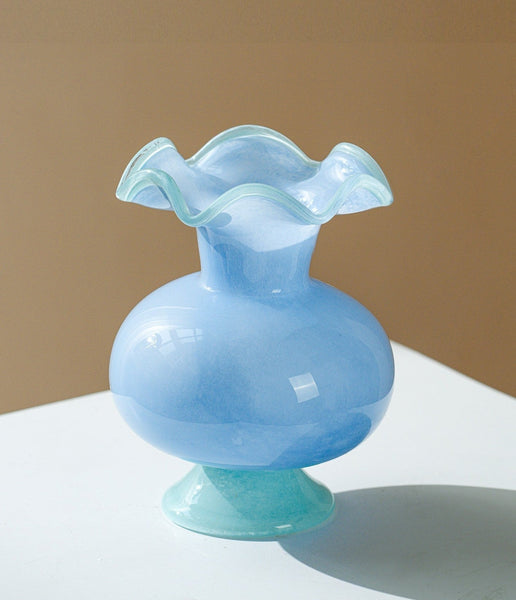 Contemporary Vase for Modern Home Decor, Unique Modern Glass Vase, Modern Glass Flower Vases, Handmade Liuli Vases, Centerpiece Vases on Table-Silvia Home Craft