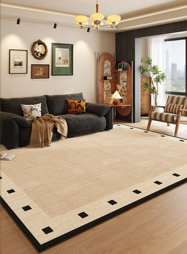 Mid Century Modern Rugs Next to Bed, Modern Rugs for Dining Room, Contemporary Rugs for Bedroom, Cream Modern Carpets for Living Room-Silvia Home Craft