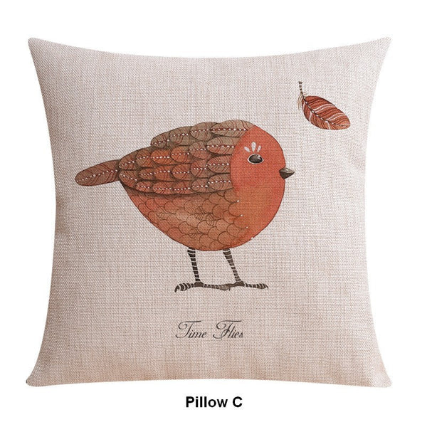 Decorative Sofa Pillows for Dining Room, Simple Decorative Pillow Covers, Love Birds Throw Pillows for Couch, Singing Birds Decorative Throw Pillows-Silvia Home Craft