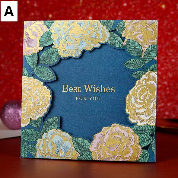 Blue Flower Greeting Cards, Beautiful Greeting Cards to Friends, Creative Birthday Greeting Card, Original Handmade Greeting Cards-Silvia Home Craft