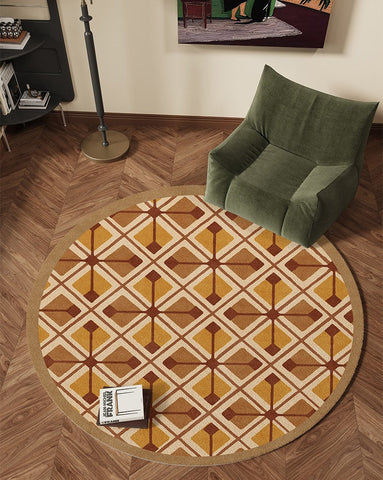 Bedroom Modern Round Rugs, Dining Room Contemporary Round Rugs, Modern Rug Ideas for Living Room, Circular Modern Rugs under Chairs-Silvia Home Craft