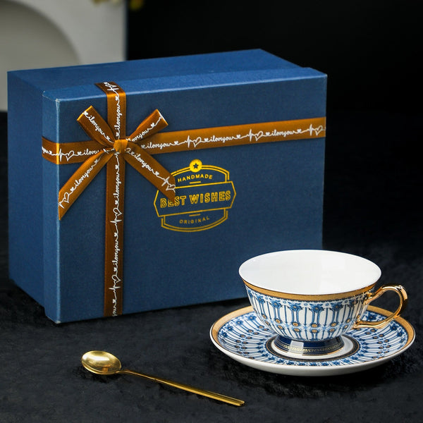 Ceramic Tea Cup and Saucer Set, Porcelain Coffee Cup with Saucer, British Royal Tea Cup and Saucer Set in Gift Box, Porcelain Tea Cup and Saucer Set-Silvia Home Craft