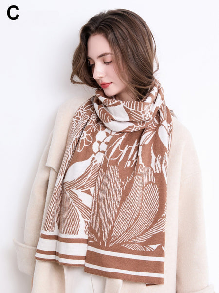 Modern Wool Scarf for Women, Casual Scarf for Women, Cold Weather Scarves, Soft Wool Scarf for Women-Silvia Home Craft