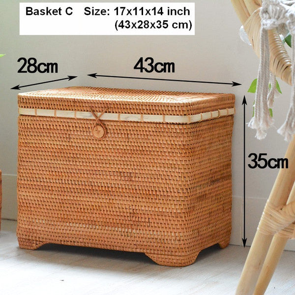 Large Laundry Storage Basket for Clothes, Oversized Rattan Storage Basket, Extra Large Rectangular Storage Basket, Large Storage Baskets for Bedroom-Silvia Home Craft