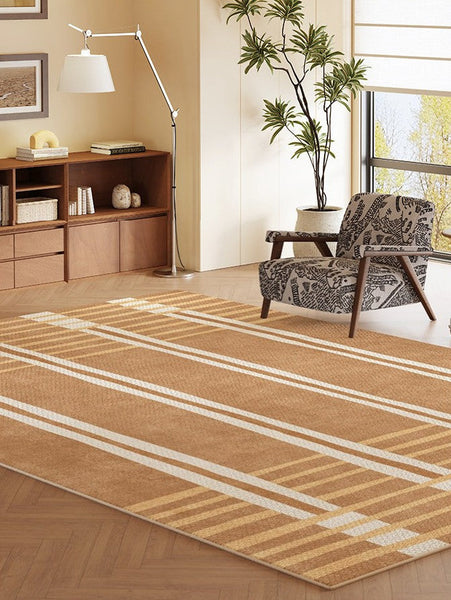 Geometric Modern Rugs for Dining Room, Large Modern Rugs for Living Room, Bedroom Modern Rugs, Cream Color Contemporary Modern Rugs-Silvia Home Craft
