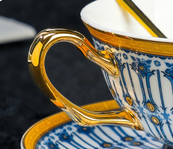 Ceramic Tea Cup and Saucer Set, Porcelain Coffee Cup with Saucer, British Royal Tea Cup and Saucer Set in Gift Box, Porcelain Tea Cup and Saucer Set-Silvia Home Craft