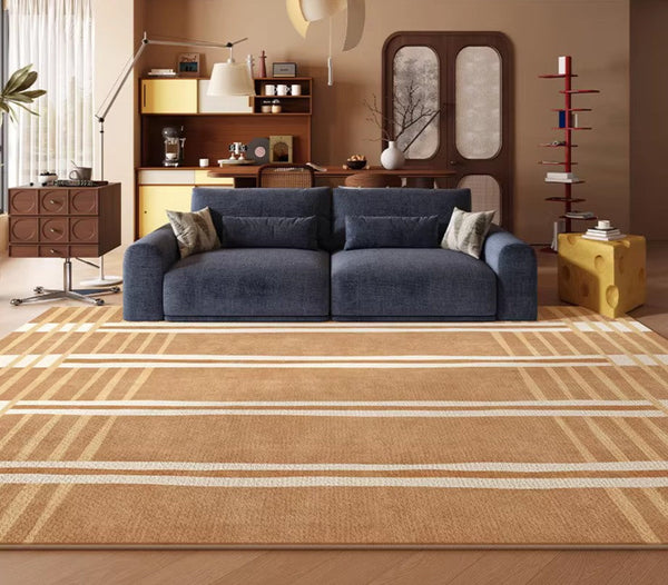 Geometric Modern Rugs for Dining Room, Large Modern Rugs for Living Room, Bedroom Modern Rugs, Cream Color Contemporary Modern Rugs-Silvia Home Craft