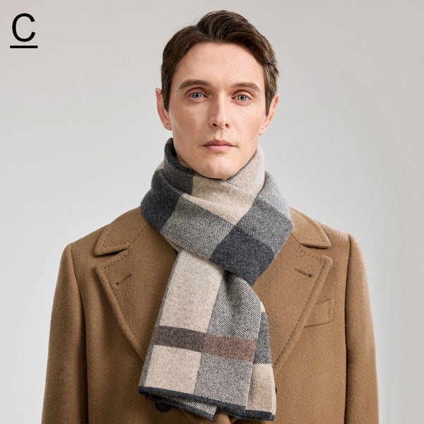Modern Fashion Scarf, Thick Wool Scarf, Formal Men Scarf Styles, Casual Scarf Men, Men's Winter Scarf, Men's Wool Scarf Winter, Business Wool Scarf for Gentleman-Silvia Home Craft