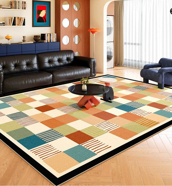 Modern Runner Rugs Next to Bed, Colorful Mid Century Rugs for Small House, Abstract Contemporary Modern Rugs for Living Room, Modern Rugs for Apartment-Silvia Home Craft