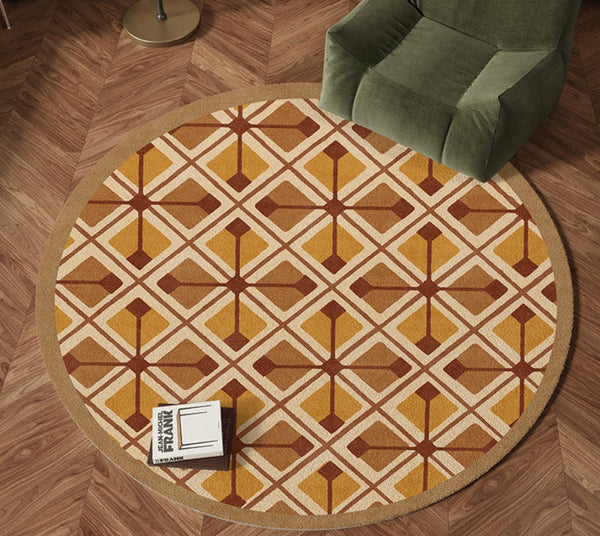Bedroom Modern Round Rugs, Dining Room Contemporary Round Rugs, Modern Rug Ideas for Living Room, Circular Modern Rugs under Chairs-Silvia Home Craft
