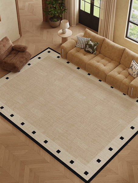 Mid Century Modern Rugs Next to Bed, Modern Rugs for Dining Room, Contemporary Rugs for Bedroom, Cream Modern Carpets for Living Room-Silvia Home Craft