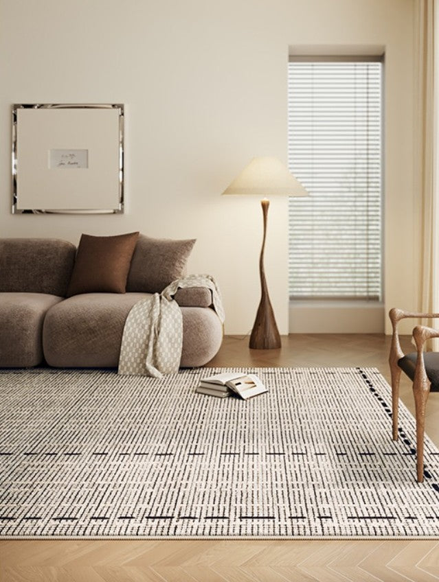 Mid Century Modern Rugs for Bedroom, Large Modern Rugs for Living Room, Contemporary Abstract Rugs under Dining Room Table-Silvia Home Craft