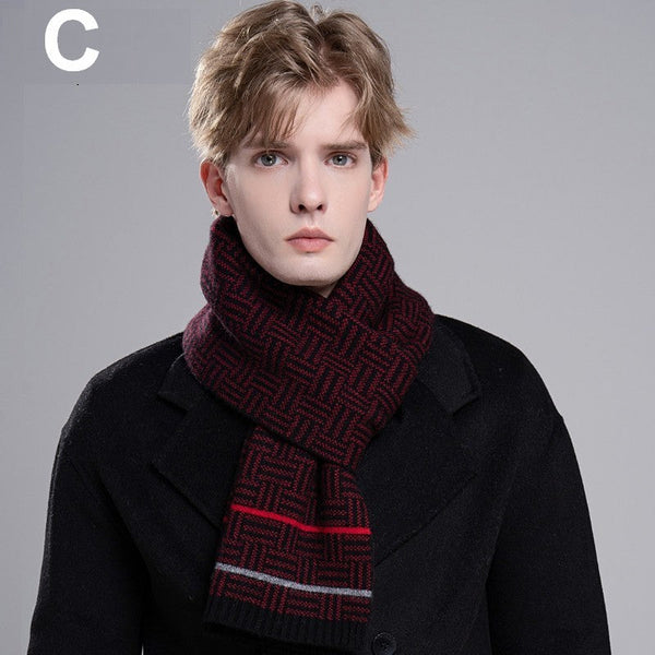 Modern Casual Scarf Men, Formal Men Scarf Styles, Men's Wool Scarf Winter, Business Wool Scarf for Gentleman, Men's Winter Scarf, Thick Wool Scarf for Men-Silvia Home Craft