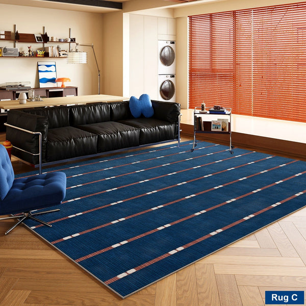 Unique Blue Modern Rugs for Dining Room, Bedroom Modern Floor Carpet, Mid Century Area Rugs, Contemporary Modern Living Room Rug Ideas-Silvia Home Craft