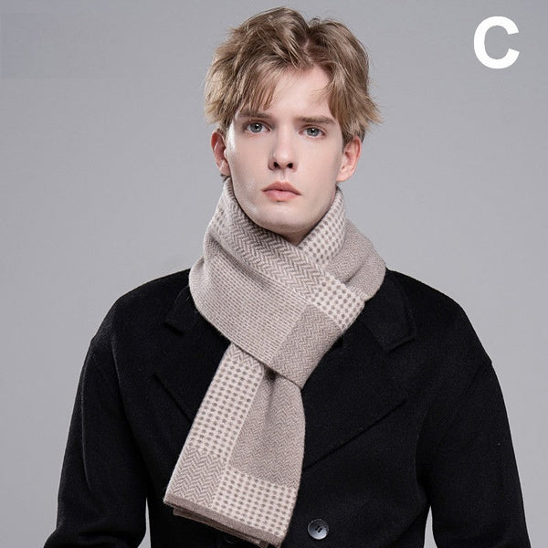 Men's Winter Scarf, Thick Wool Scarf for Men, Modern Casual Scarf Men, Business Wool Scarf for Gentleman, Formal Men Scarf Styles, Men's Wool Scarf Winter-Silvia Home Craft